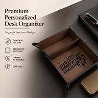 Plateau de rangement de bureau personnalisé gravé au laser, plateau de rangement en cuir gravé au laser en gros, plateau de valet personnalisé avec logo monogrammé vierge