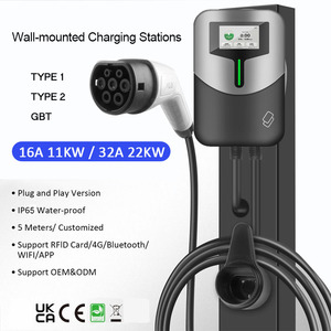 Nouvelle borne de recharge murale pour véhicules électriques Type 2 11KW/22KW Prise EU Contrôle par application RFID 32A Station de recharge murale EVSE pour voitures électriques - Product Image 1