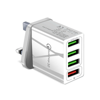 Chargeur mural USB 4 ports à charge rapide 30W PD 3.0 QC 3.0 avec protection OTP, fourni par l'usine
