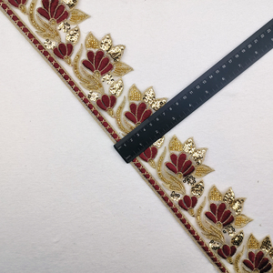 Bán Buôn Sang Trọng Ren Trim Guipure Cắt Tỉa Vải Handmade Hoa 3D Thêu <span class=keywords><strong>Sequin</strong></span> Đính Cườm Kim Loại Trim Ren Vàng - Product Image 5