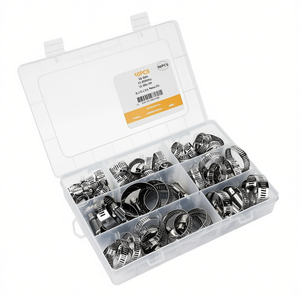 Kit de Abrazaderas Ajustables de Acero Inoxidable para Mangueras, 60 Piezas, Abrazaderas Métricas para Tuberías Automotrices, Tamaños Surtidos - Product Image 1