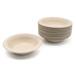 Biodegradable Disposable Sugarcane Bagasse Food Container Paper Round Salad Bowl