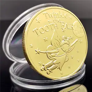 Fée des dents pièces d'or récompense cadeaux au trésor pour les dents des enfants petits jouets pièces commémoratives en métal simulé dent de bébé