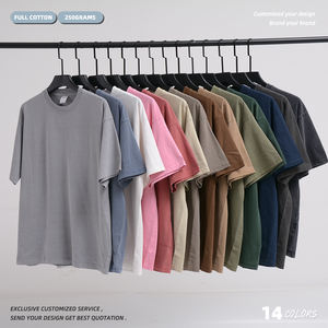 T-shirt pour homme 100% coton, poids lourd, luxe, coupe oversize, épaules tombantes, logo personnalisé, design boxy, streetwear, t-shirt uni pour homme - Product Image 3