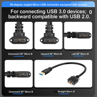 Cable de Datos Industrial USB 3.0 a Micro USB B Macho con Bloqueo, Triple Blindaje, 5Gbps, para Cámara de Visión Artificial