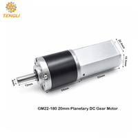 Moteur à engrenages planétaires DC Tengli GMP22-180 22 mm 12V 24V à couple élevé pour rideaux intelligents, serrures intelligentes, automatisation domestique