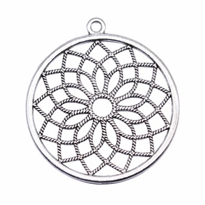 Colgante Redondo Mandala Calado 49x49mm de Aleación de Zinc Plateado Antiguo para <span class=keywords><strong>Atrapasueños</strong></span> de Pared - Product Image 3