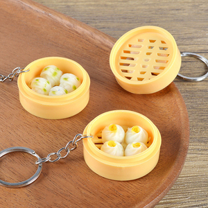Sac à dos étudiant PVC alimentaire charme Simulation cantonais thé du matin Dim Sum petits pains boulettes petits pains cuits à la vapeur porte-clés à ma fille - Product Image 6