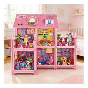 Casa de Muñecas de Juguete con Balcón, Piscina, Tobogán, Ascensor y Muebles, Regalo para Niñas y Familias - Product Image 1