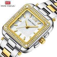 Montre carrée miniature de luxe pour femme MINI FOCUS avec cadran en nacre et bracelet en acier inoxydable, style sportif, modèle MF0619L