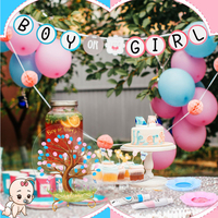 6-teiliges Gender-Reveal-Fingerprint-Baum-Set aus klarem Acryl für Babyparty-Gäste und Partyspiele-Dekoration