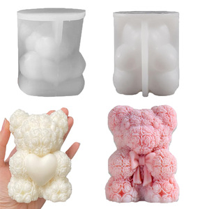 Valentinstag Bärenform Umweltfreundliche Ungiftige Silikonform DIY Kristall-Epoxid Aromatherapie Kerzen Gips-Dekorationen - Product Image 1