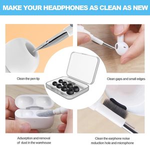 4 Pares de Puntas de Silicona para Air Pods Pro <span class=keywords><strong>3</strong></span>, <span class=keywords><strong>Caja</strong></span> de Almacenamiento, Lápiz de Limpieza, Capa de Relleno de Micropartículas de Espuma Ecológica Impermeable - Product Image 4