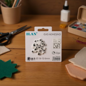Occhi Adesivi Ilan 18-12-8mm con Ciglia per Lavori Artigianali 32pz - Product Image 3
