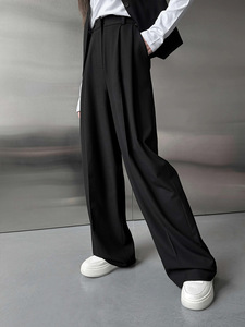 Chic <strong>Women's</strong> Pants High-waist Loose-fit <strong>Wide</strong> <strong>Leg</strong> <strong>Trousers</strong> 2025 Ladies Y2K Pants Boyfriend Style Casual Straight Baggy Suit Pants - Product Image 5