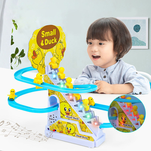 รางเลื่อนรถไฟไฟฟ้าอัตโนมัติสำหรับเด็กทารก, ช่องรถไฟ<span class=keywords><strong>เหาะ</strong></span>3สีเหลืองเล็กๆน้อยๆบันไดปีนเป็ดของเล่นพร้อม<span class=keywords><strong>เพลง</strong></span> - Product Image 4
