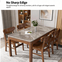 Table à manger moderne minimaliste en bois massif et pierre frittée imperméable - Ensemble table et chaises rectangulaires de luxe pour petit appartement