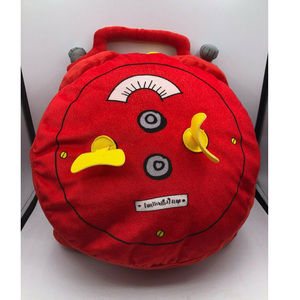 1493 Bán Buôn ODM OEM Phim Hoạt Hình Màu Đỏ Sang Trọng Đồng Hồ Báo Thức Gối Tùy Chỉnh Cpsia Cpc Di Chuyển Tay Đồ Chơi Thú Nhồi Bông Động Vật Sang Trọng Đồng Hồ Báo Thức - Product Image 2