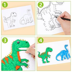 Libro de Colorear para Niños de Jardín de Infancia, Conecta por Números, Puntos para Unir, Educación Temprana, Dinosaurios de Dibujos Animados, Divertido - Product Image 2