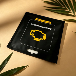 Custom Printed <b>Black</b> Three Side Seal <b>Bags</b> <b>Mini</b> Heat Seal Sachet With Hang Hole For Car Air Freshener Packaging - Product Image 5