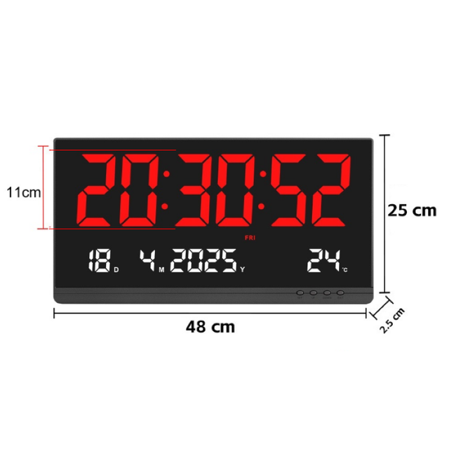 YIZHI Large Digital LED Oversized Wall Clock with Date and Temperature Display Calendar Clock for Home Office Decor
