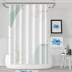 Decorative Striped Print Shower Curtain polyester shower curtain Fabric Waterproof Mildew Free Bath Curtain