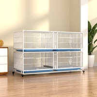 Cages à oiseaux commerciales à vendre, cages en fil métallique blanc, cages d'élevage pour canaris, cage avec plateau bleu et support roulant pour oiseaux