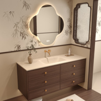 Nouveau Modèle Miroir Intelligent Créatif Écologique, Meuble de Salle de Bain Mural avec Lavabo en Granit, Table de Toilette pour Hôtel, Appartement, Villa