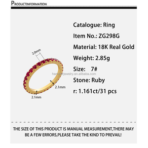 Au750 18K rắn Vàng Vàng Nhẫn <span class=keywords><strong>Ruby</strong></span> đá quý tự nhiên chất lượng tốt đồ trang sức mỹ giá thấp hơn bán buôn Đảng - Product Image 6