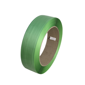 Sangle en polyester PET verte haute résistance anti-rupture pour l'emballage de matériaux de construction et le regroupement de palettes - Product Image 1