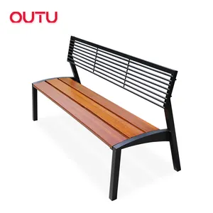 2023 New modern durable wood long street leisure panche metal outdoor park bench seat con schienale