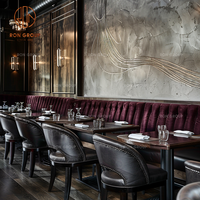 Ensemble commercial de mobilier de restaurant de luxe Ron Group : table carrée en bois, chaise rembourrée personnalisée, banquette capitonnée en velours