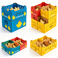 Boîte d'expédition agricole en carton ondulé perforé et compartimenté pour le transport de poussins, avec logo personnalisé, vente en gros pour fermes