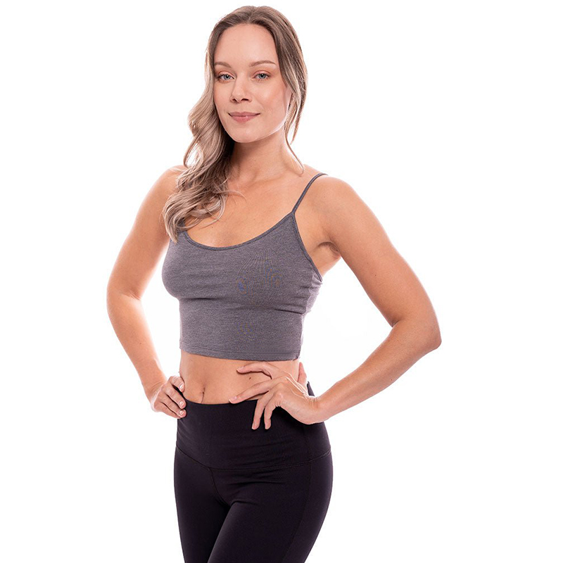 Custom Leopard Print Bamboo Cami Crop Top with Built-in Shelf Bra Eco-Friendly & Quick Dry Crew Neck for Low-Impact Activities