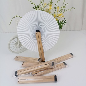 Ventilador de mano plegable redondo de costilla de madera personalizado DIY Rave Fan Promoción Paddle Fan - Product Image 3