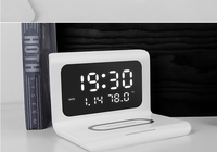 Pengisi Daya Nirkabel Magnetik 5-in-1 Portabel 10W/15W Cepat, Jam Alarm Lepas Pasang, Kalender, Termometer, Perangkat Multifungsi