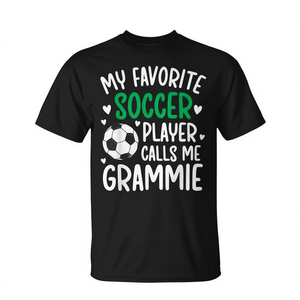 Mon joueur de football préféré m'appelle Grammie T-shirt noir unisexe taille adulte - Product Image 2