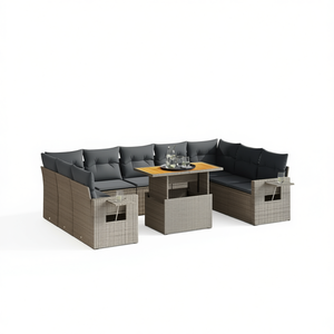 Pe <b>Rattan</b> Garden <b>Sofa</b> Set 6 Seater Outdoor Furniture Contemporary Design Adjustable Feet - Product Image 1