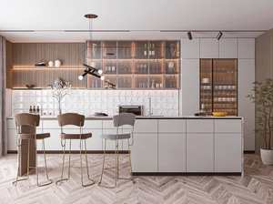 Conjunto de muebles de hotel Diseños Laca Cocina Gabinetes de baño Coctelera blanca Gabinete de cocina de madera Cocina moderna - Product Image 1