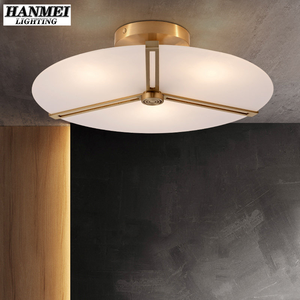 Plafonnier LED en laiton et marbre de style minimaliste, design moderne haut de gamme, AC pour chambres à coucher, vente en gros HM-YL-X1011-40 Plafonnier LED moderne - Product Image 2