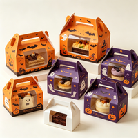 Individuell Gestaltete Halloween Kraftpapier-Box mit Klarsichtfenster Gruseliges Geistermuster Kuchenverpackungsbox mit Praktischem Tragegriff