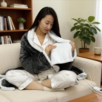 Couverture chauffante matelassée en flanelle lavable, utilisable quatre saisons, 8 niveaux de chauffe, autonomie 2-10 heures, poche pour les pieds, portable et pliable