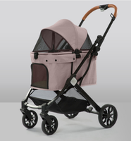Poussette pliable légère pour animaux de compagnie, chien et chat, chariot de voyage extérieur avec auvent en maille et roues pivotantes