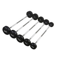 Ensemble d'haltères droits et incurvés en acier noir avec revêtement en caoutchouc et logo personnalisé, 10-50 kg, pour musculation, fournisseur en gros