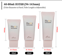 Kemasan Tabung Oval Pipih Plastik PBL Kosmetik Custom D35 40ml-80ml untuk Foundation, BB Cream, Primer, dan Makeup