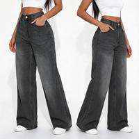 Jean en denim riveté à poches, taille haute, pour femme, idéal pour les soirées en boîte de nuit en ville