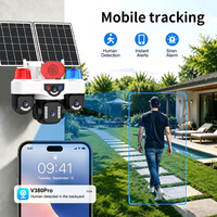 Caméra solaire Goobsafe A12S AOV 12MP multi-lentilles PTZ 4G avec détection humaine, alarme sonore, 12000mAh, 15W, stockage cloud extérieur