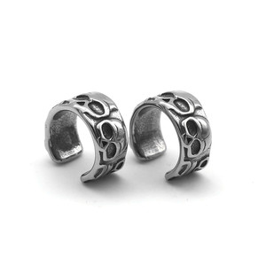 Boucles d'oreilles manchette Yunnique, design squelette, en argent tibétain, bijoux de fête, sans perçage requis - Product Image 1