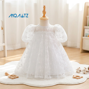 MQATZ <span class=keywords><strong>Vestito</strong></span> da Battesimo per <span class=keywords><strong>Neonata</strong></span>, <span class=keywords><strong>Bianco</strong></span>, con Halter 3D e Strati in Taffetà, Lunghezza al Ginocchio, Modello AL3131XZ - Product Image 6