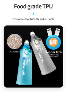 Sac à dos d'hydratation <span class=keywords><strong>de</strong></span> survie en milieu sauvage sans BPA <span class=keywords><strong>bouteille</strong></span> <span class=keywords><strong>de</strong></span> filtre à eau douce en TPU 500ml 1000ml flacon souple pliable avec paille - Product Image 2